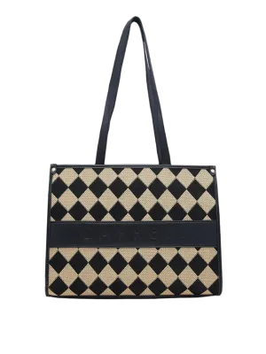 Caprese Checker Medium Black Tote Bag