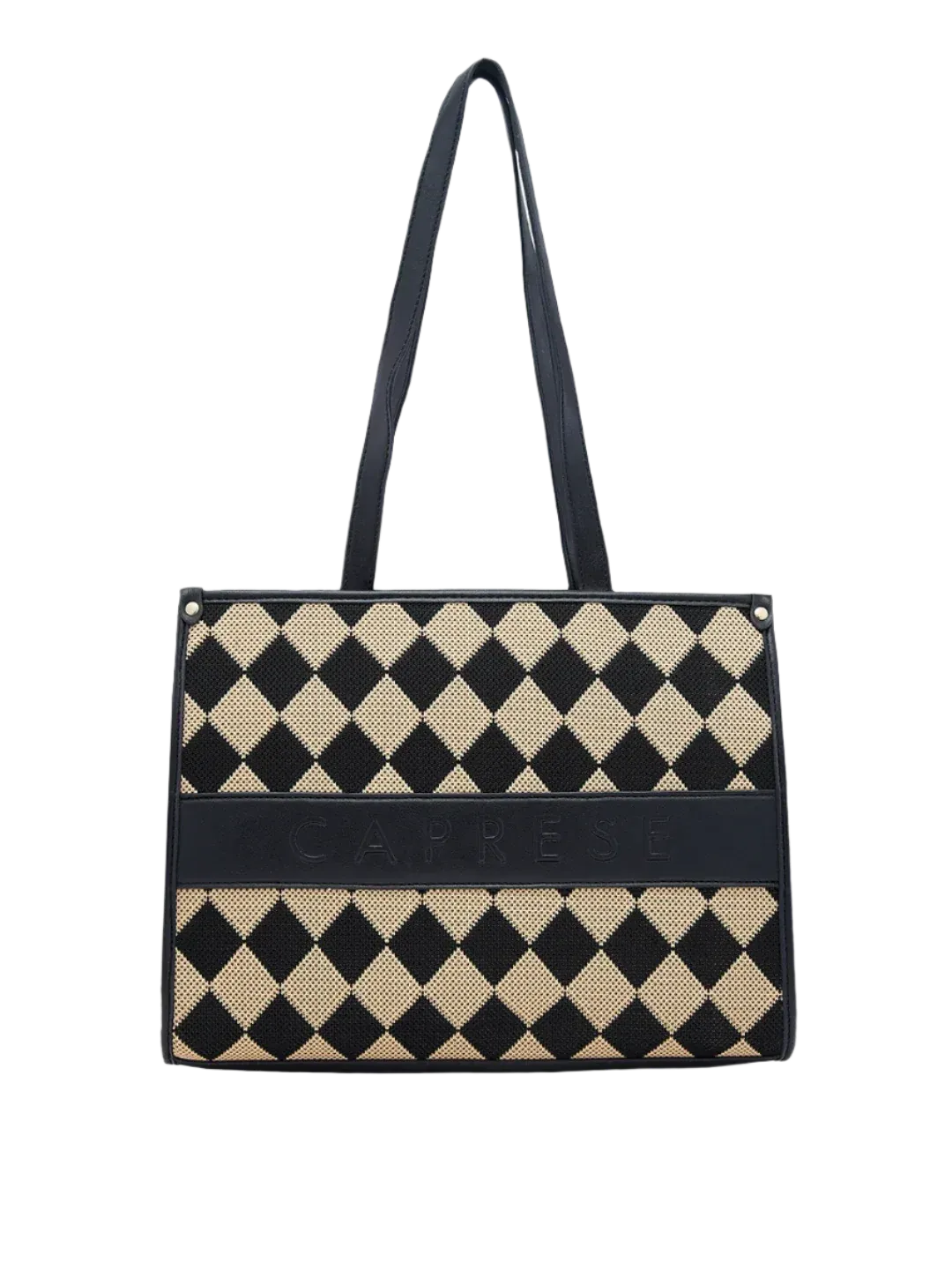 Caprese Checker Medium Black Tote Bag