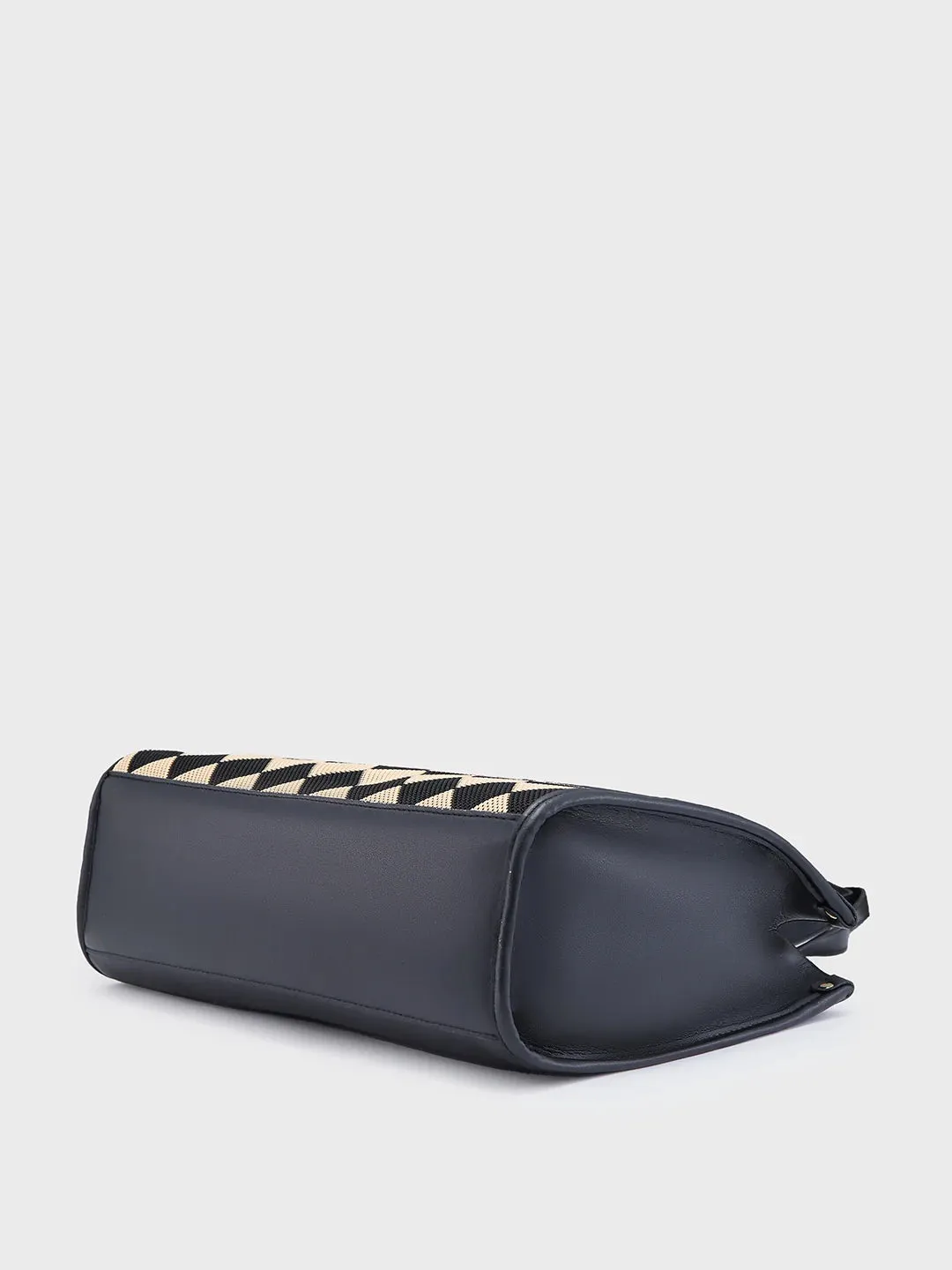 Caprese Checker Medium Black Tote Bag
