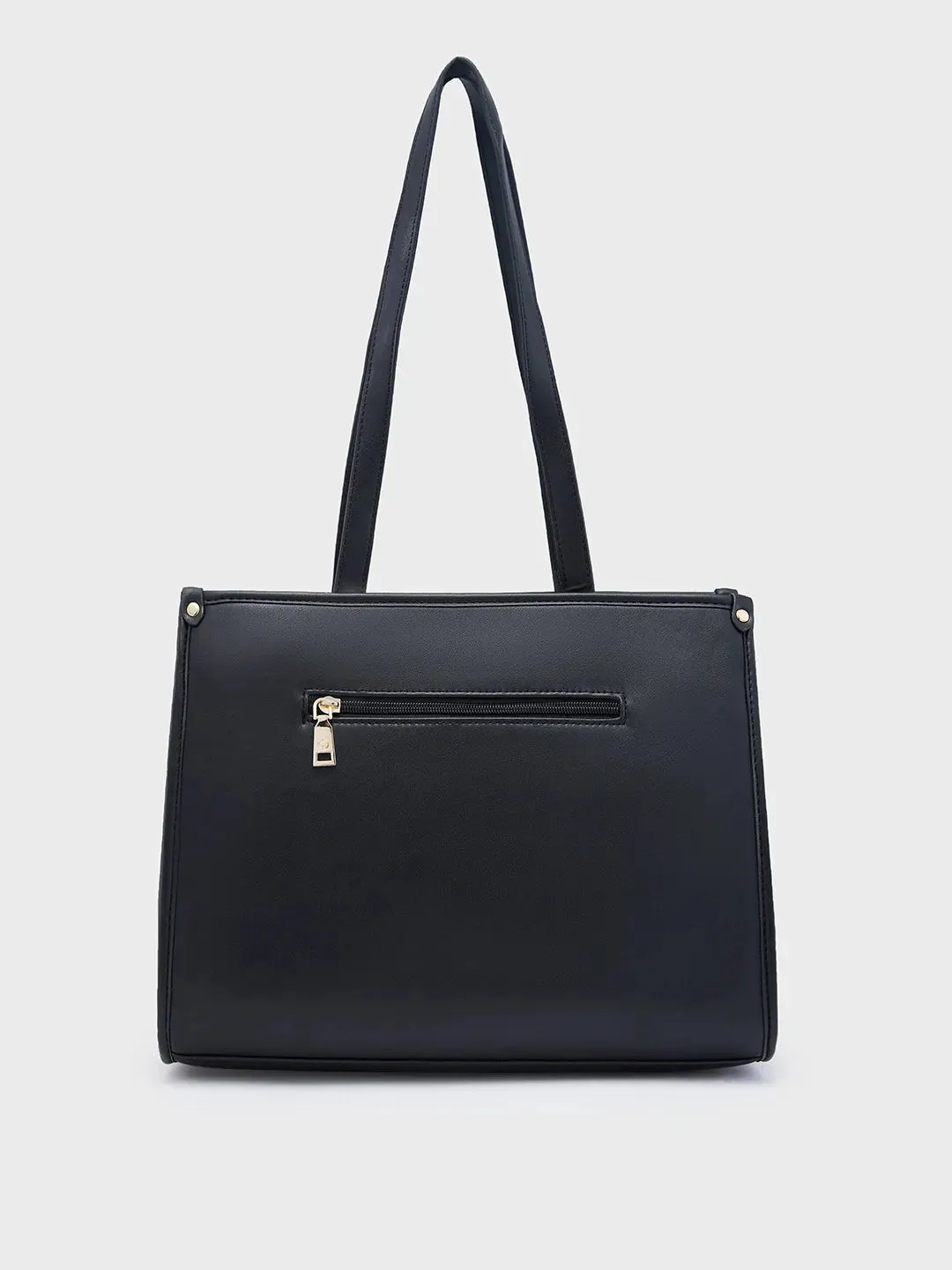 Caprese Checker Medium Black Tote Bag