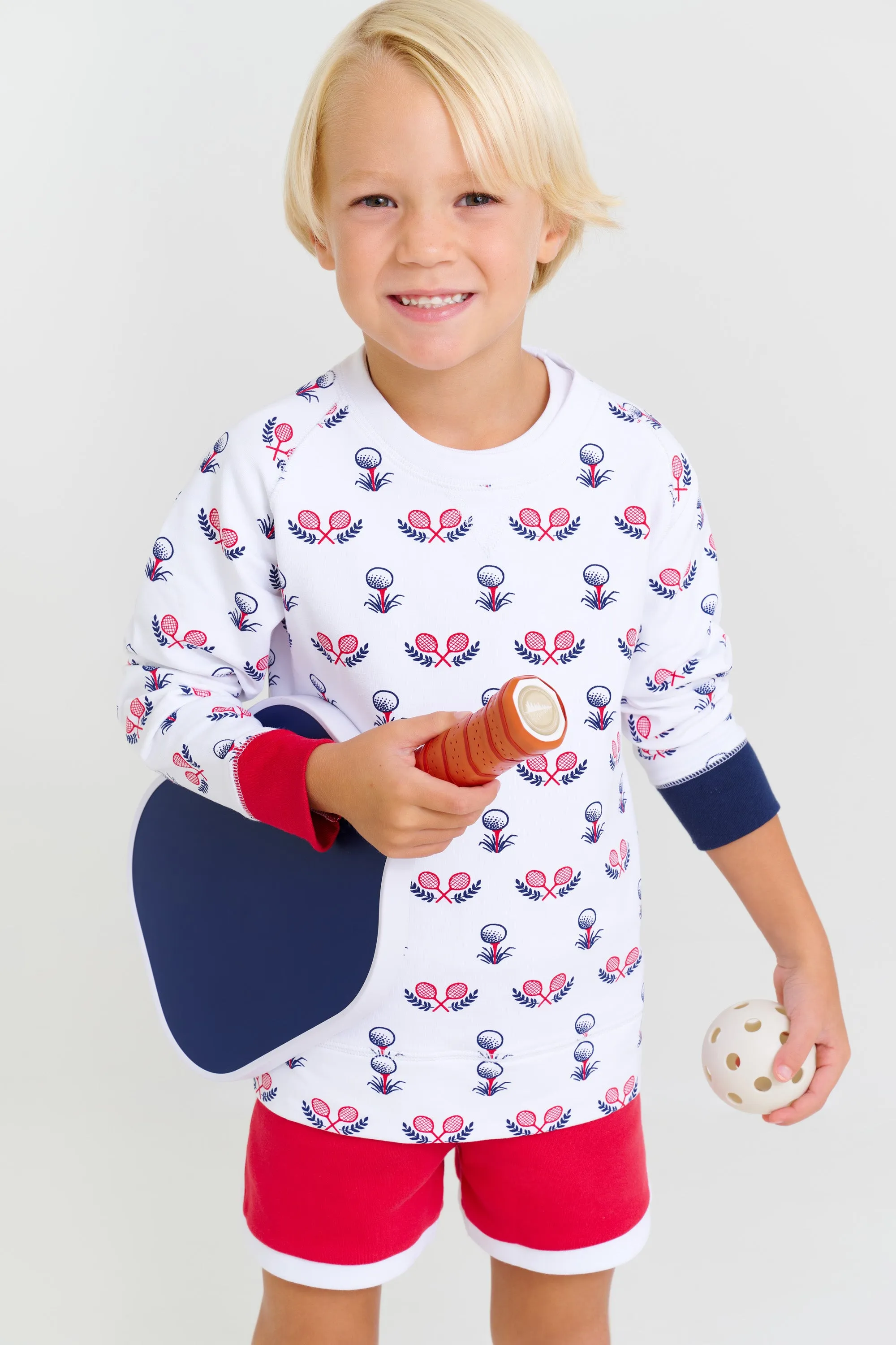 Cassidy Comfy Crewneck (Unisex) - Little Sport with Nantucket Navy and Richmond Red
