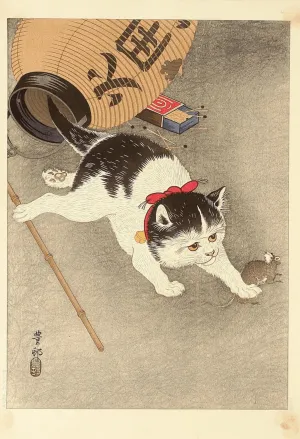 Cat Catching Mouse - Ohara Koson