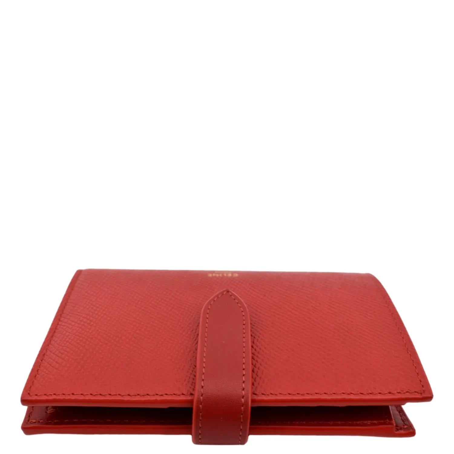 CELINE Medium Strap Grained Calfskin Leather Wallet Red