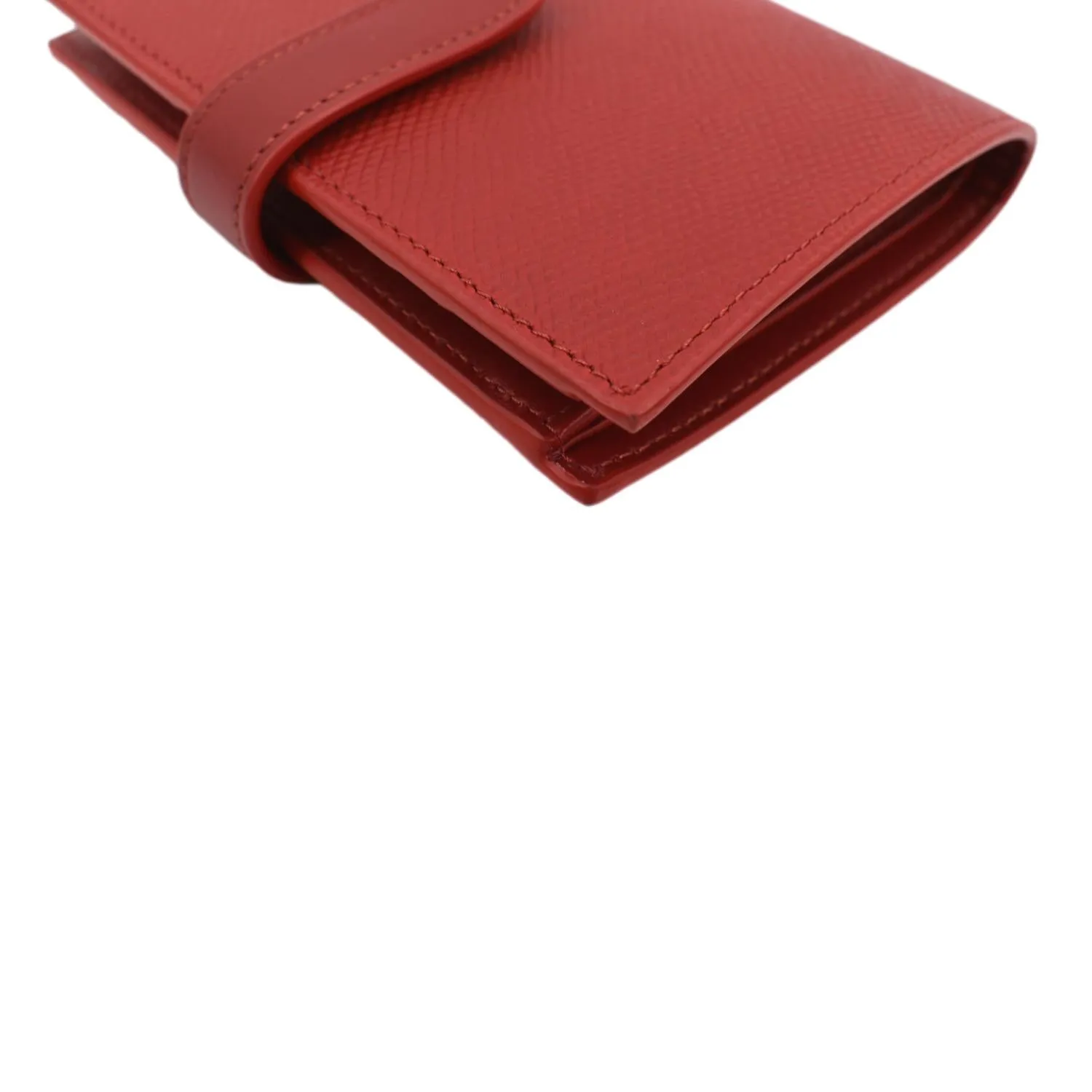 CELINE Medium Strap Grained Calfskin Leather Wallet Red