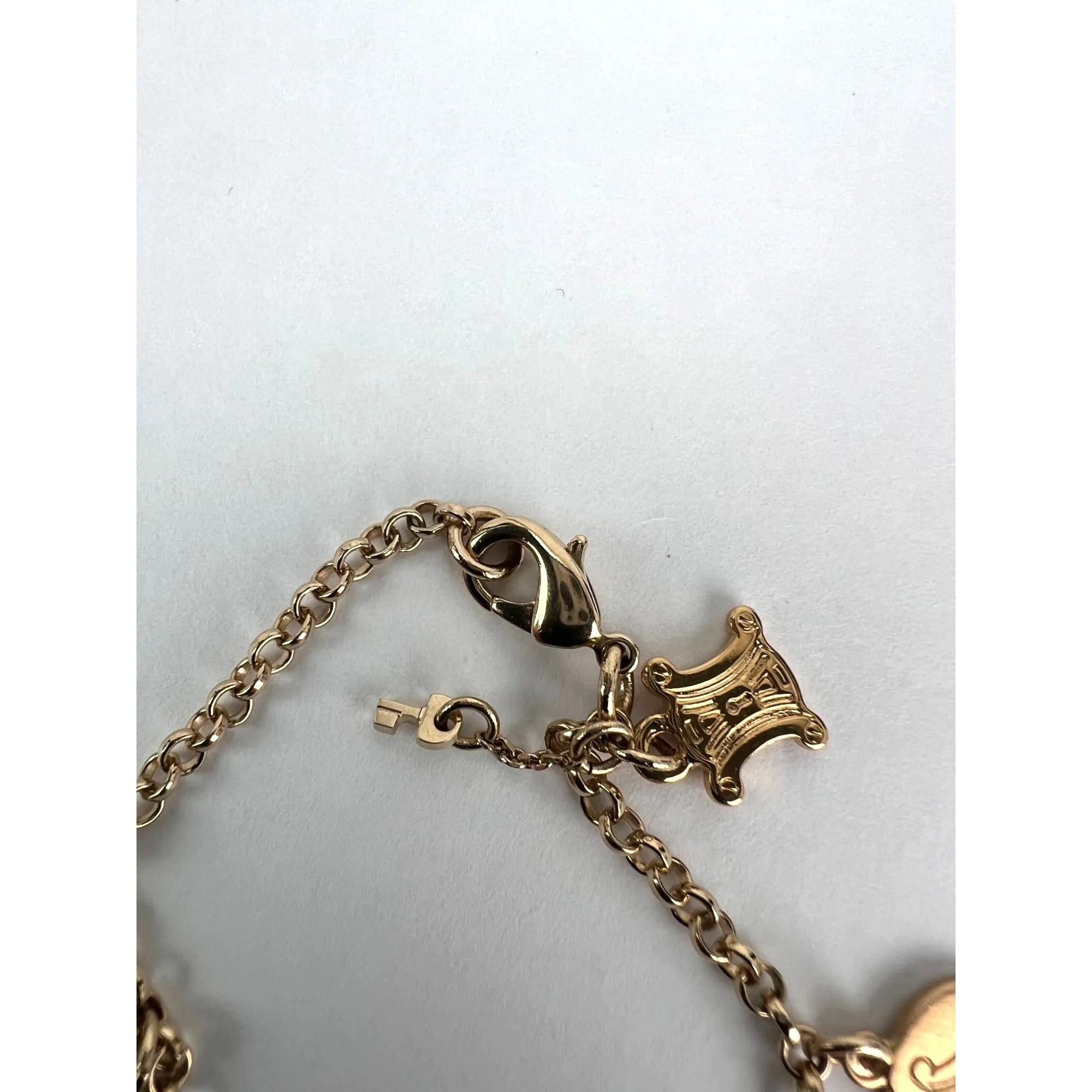 Celine Triomphe Gold metal Charm Bracelet