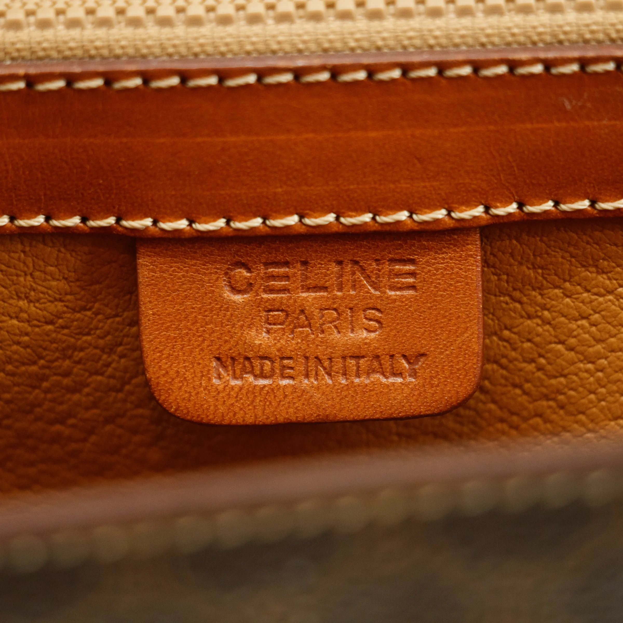 Celine Vintage Macadam Brown PVC Top Handle Handbag  #3170