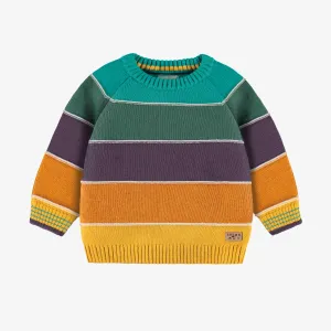 Chandail en tricot à rayures colorées, bébé|| Knit sweater with colorful stripes, baby