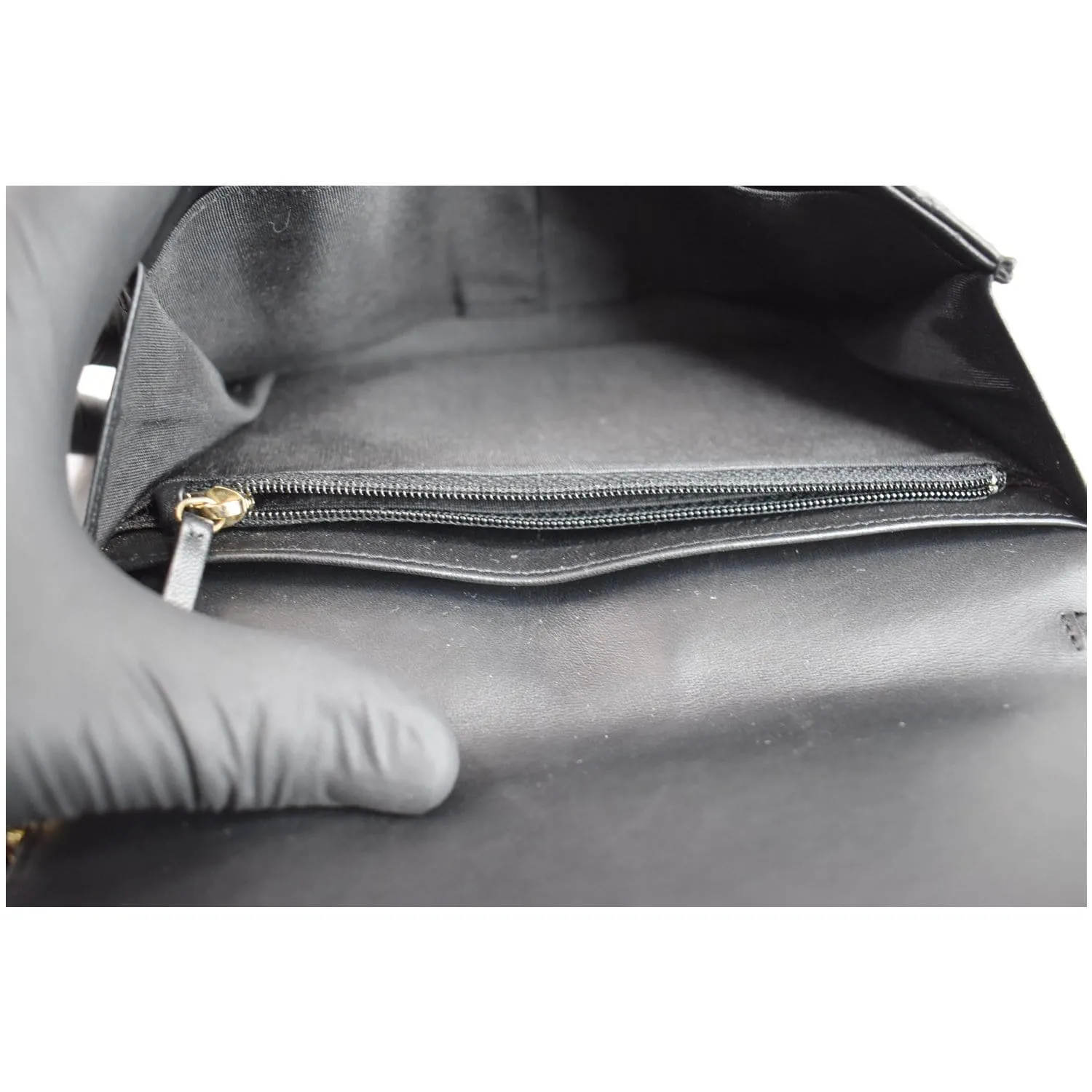 CHANEL Boy Woc Lambskin Leather Wallet On Chain Clutch Bag Black