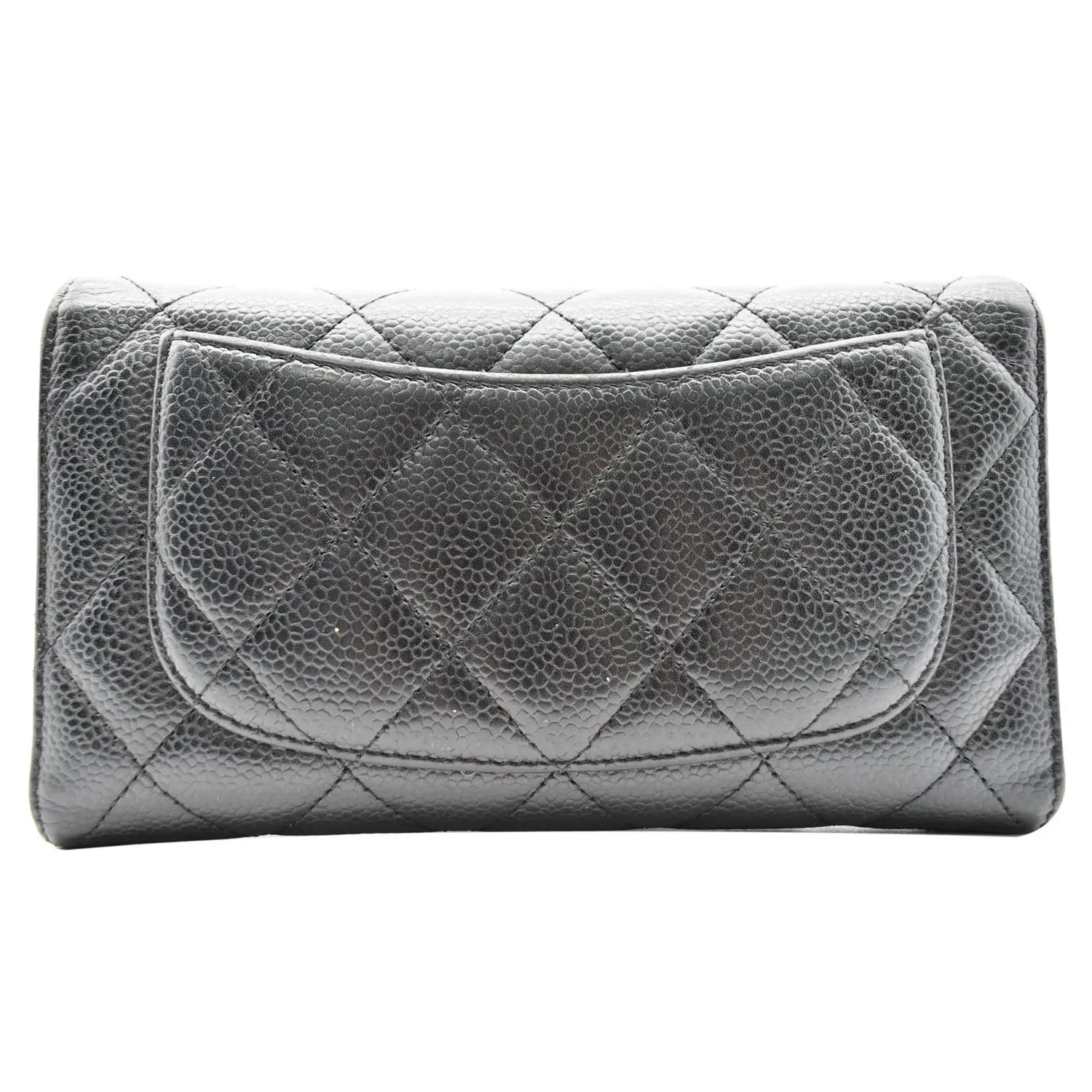 CHANEL Classic Flap Caviar Leather Card Holder Wallet Black