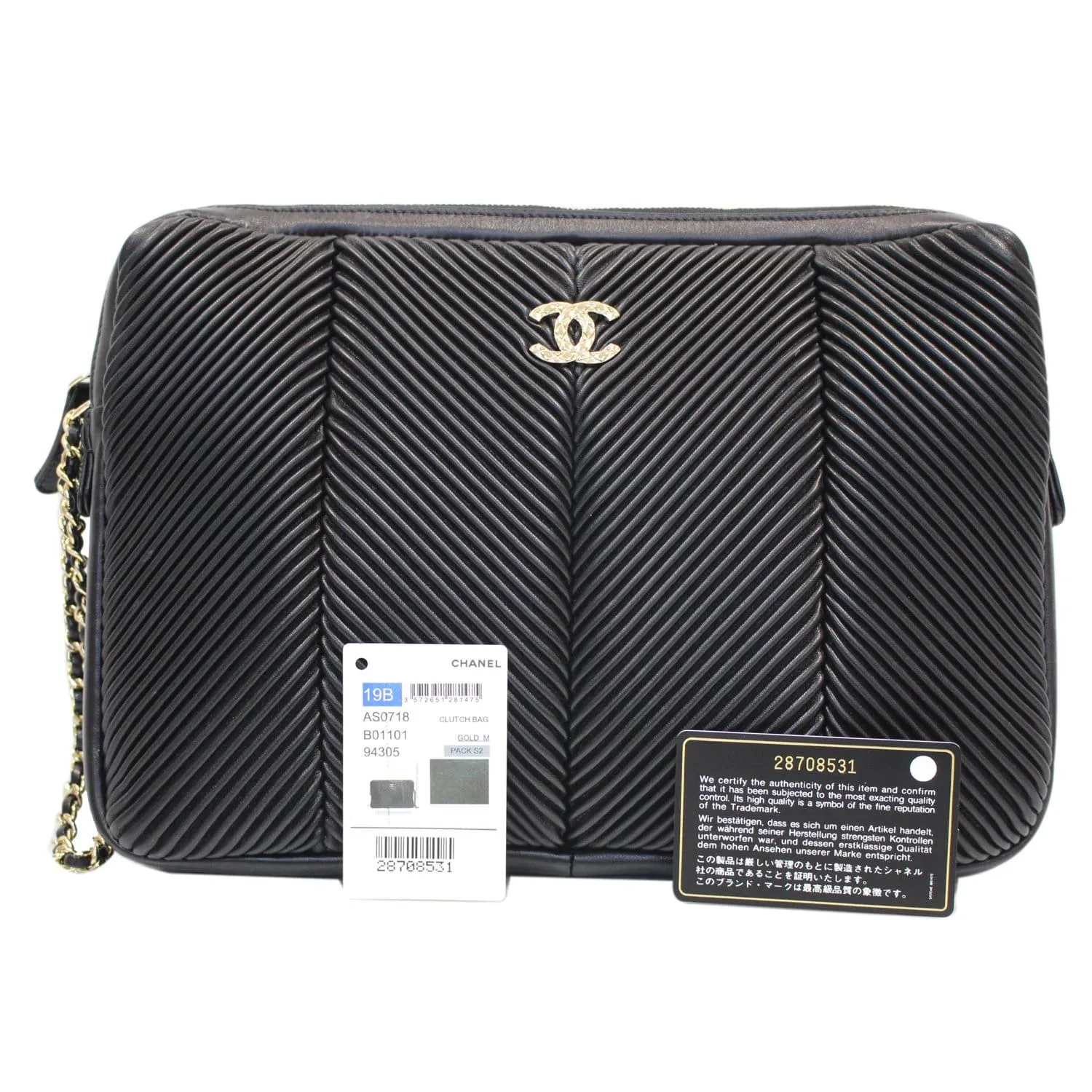 CHANEL Large CC Zip Chain Lambskin Leather Wristlet Clutch Black - 20% OFF