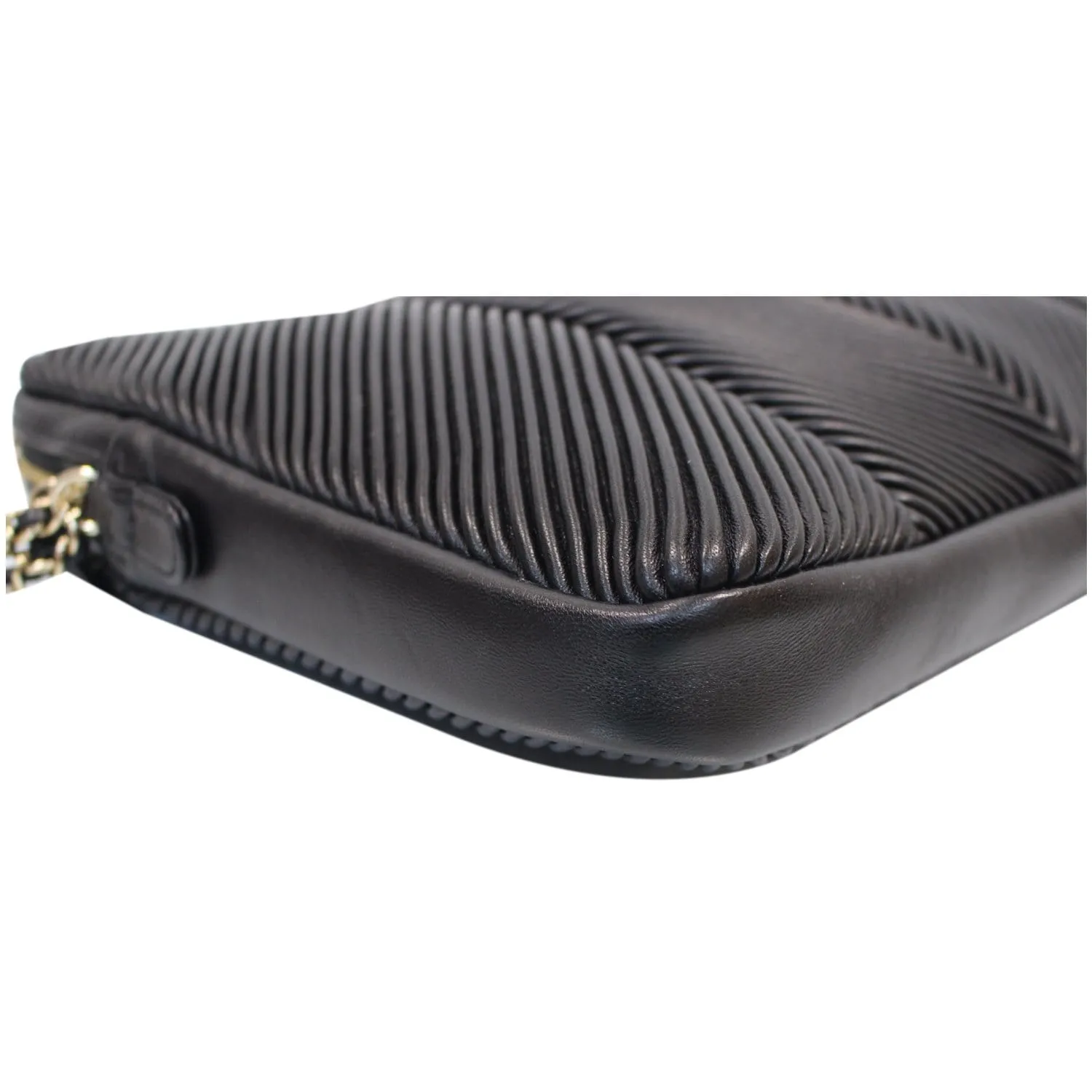 CHANEL Large CC Zip Chain Lambskin Leather Wristlet Clutch Black - 20% OFF