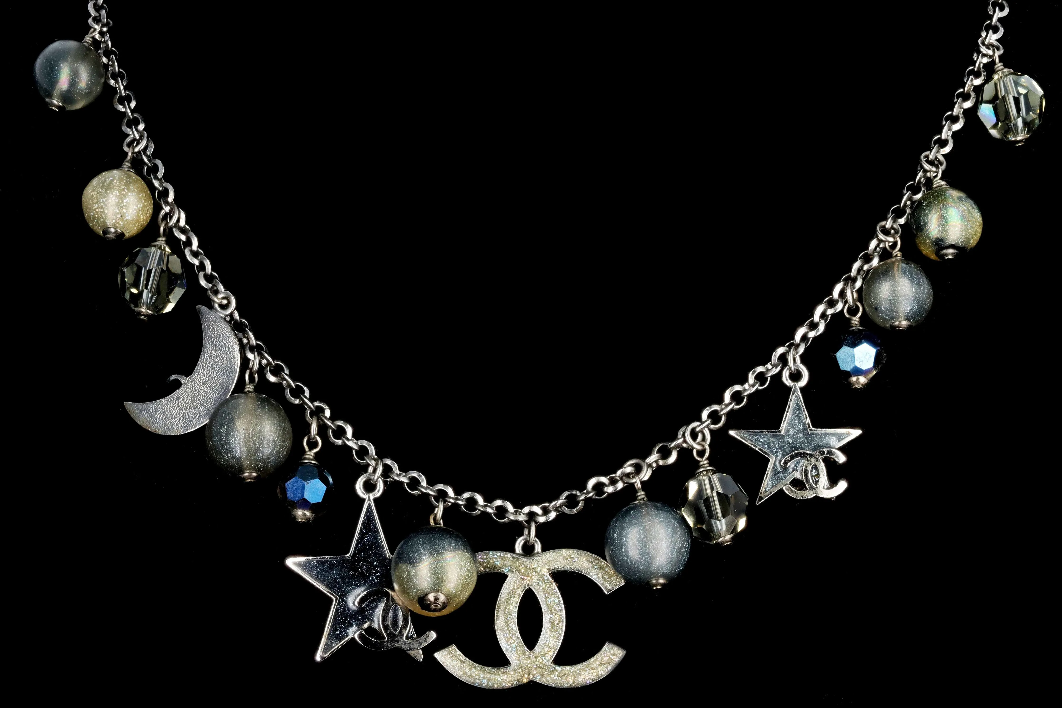 Chanel Ruthenium Celestial Moon & Star Necklace
