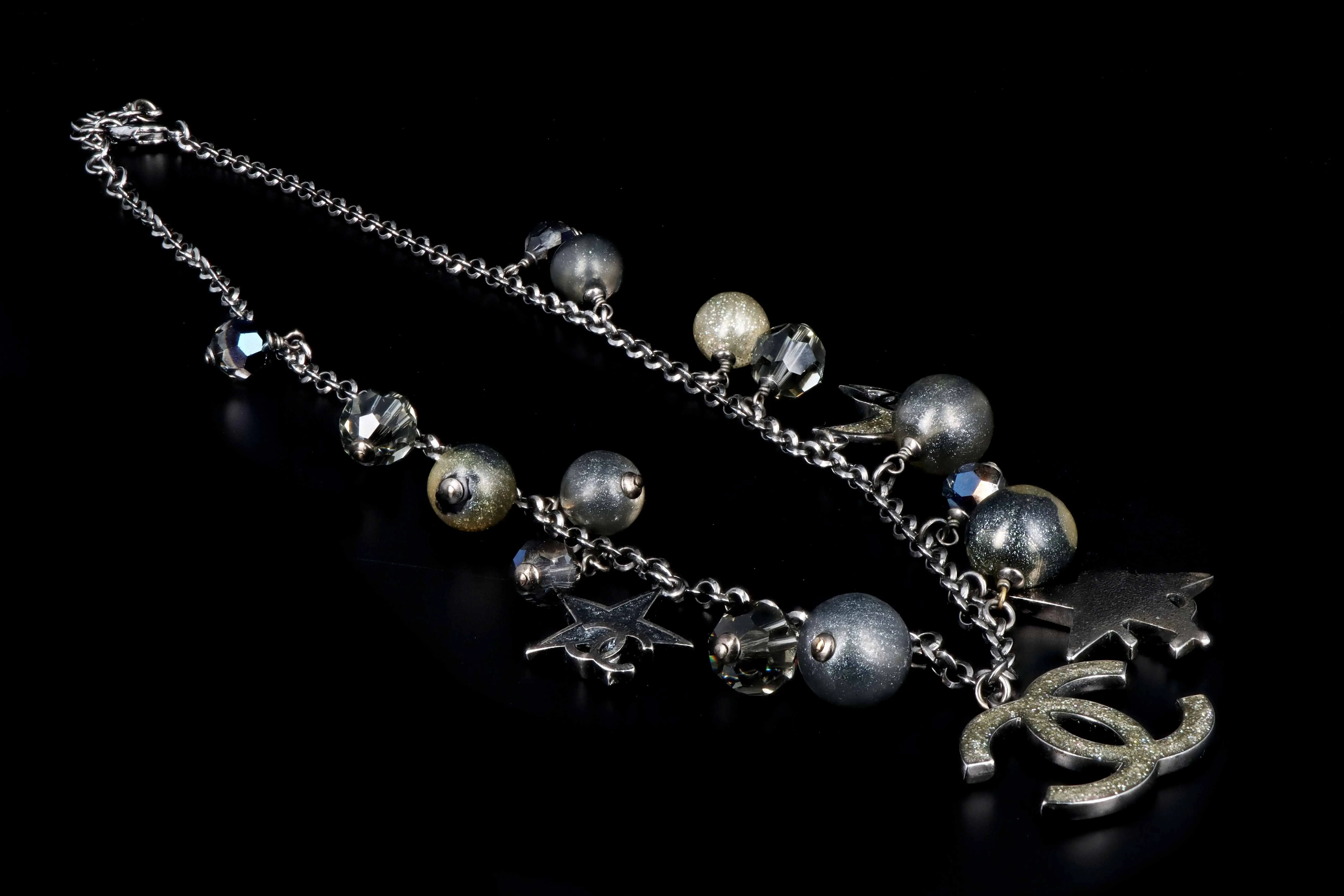 Chanel Ruthenium Celestial Moon & Star Necklace