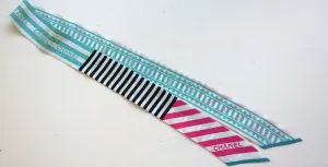Chanel Silk Twilly Scarf Slim Bandeau Logo Stripes Accessories