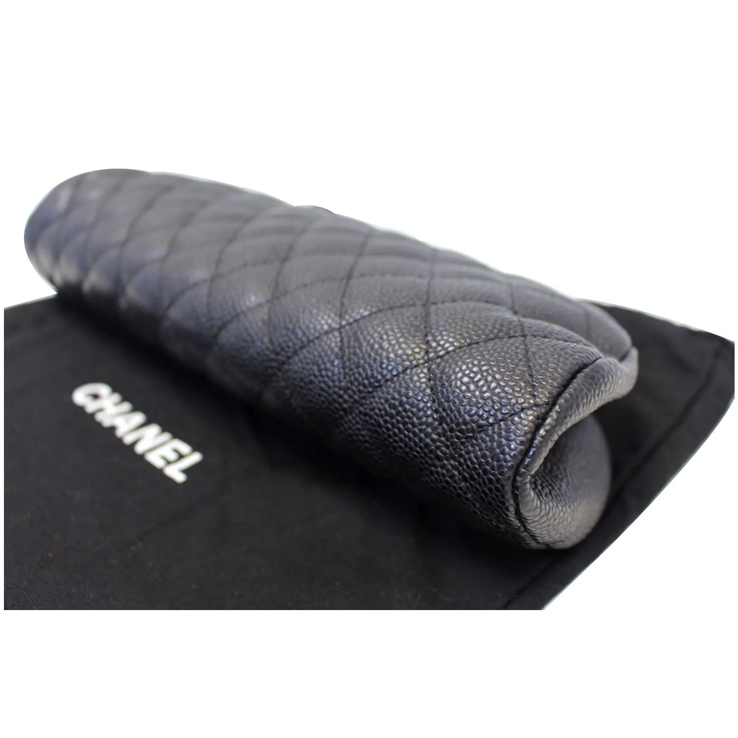 CHANEL Timeless Caviar Quilted Leather Clutch Black