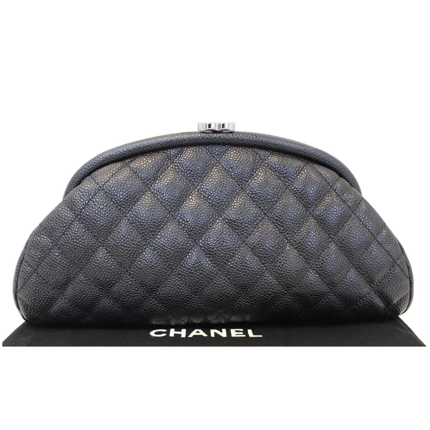 CHANEL Timeless Caviar Quilted Leather Clutch Black