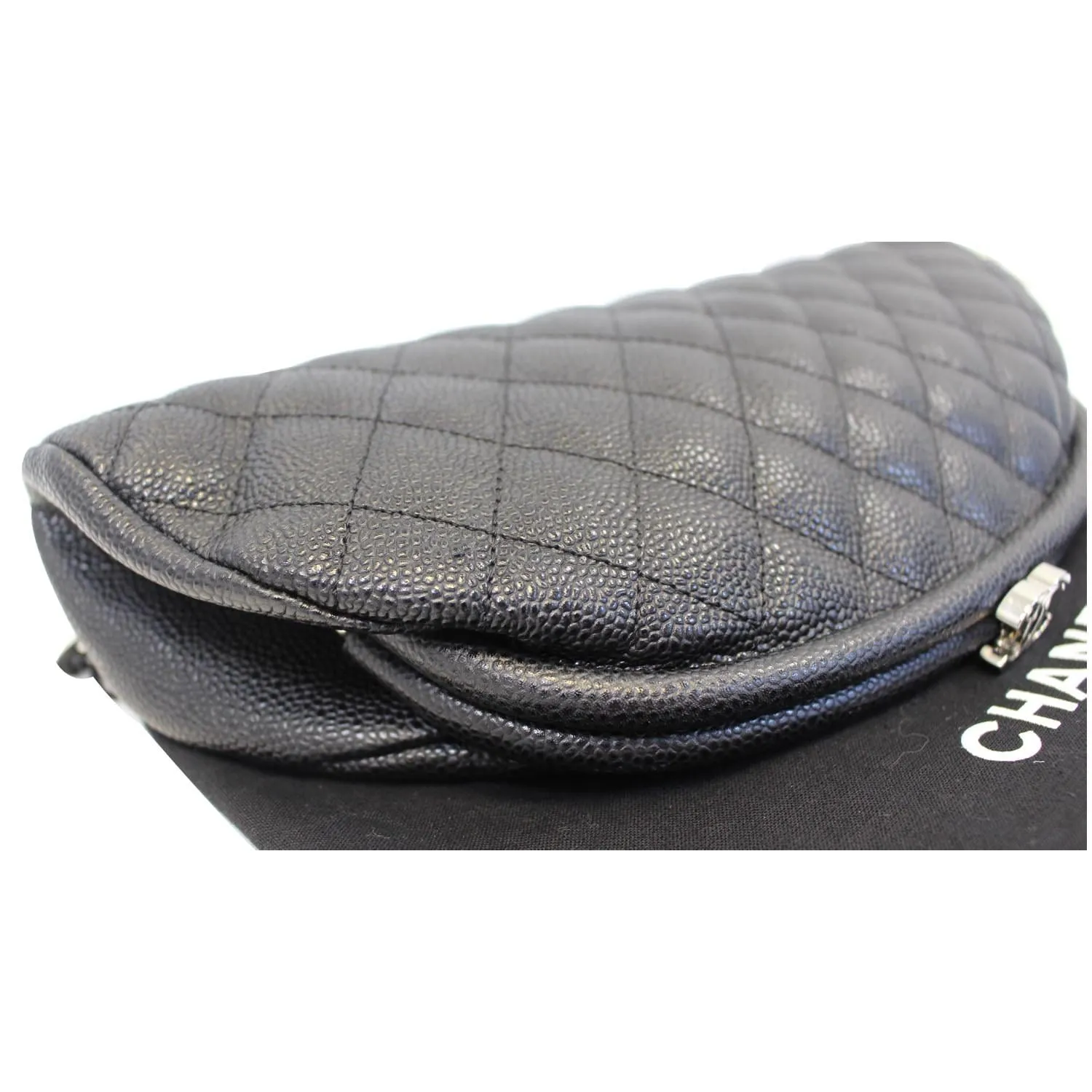 CHANEL Timeless Caviar Quilted Leather Clutch Black