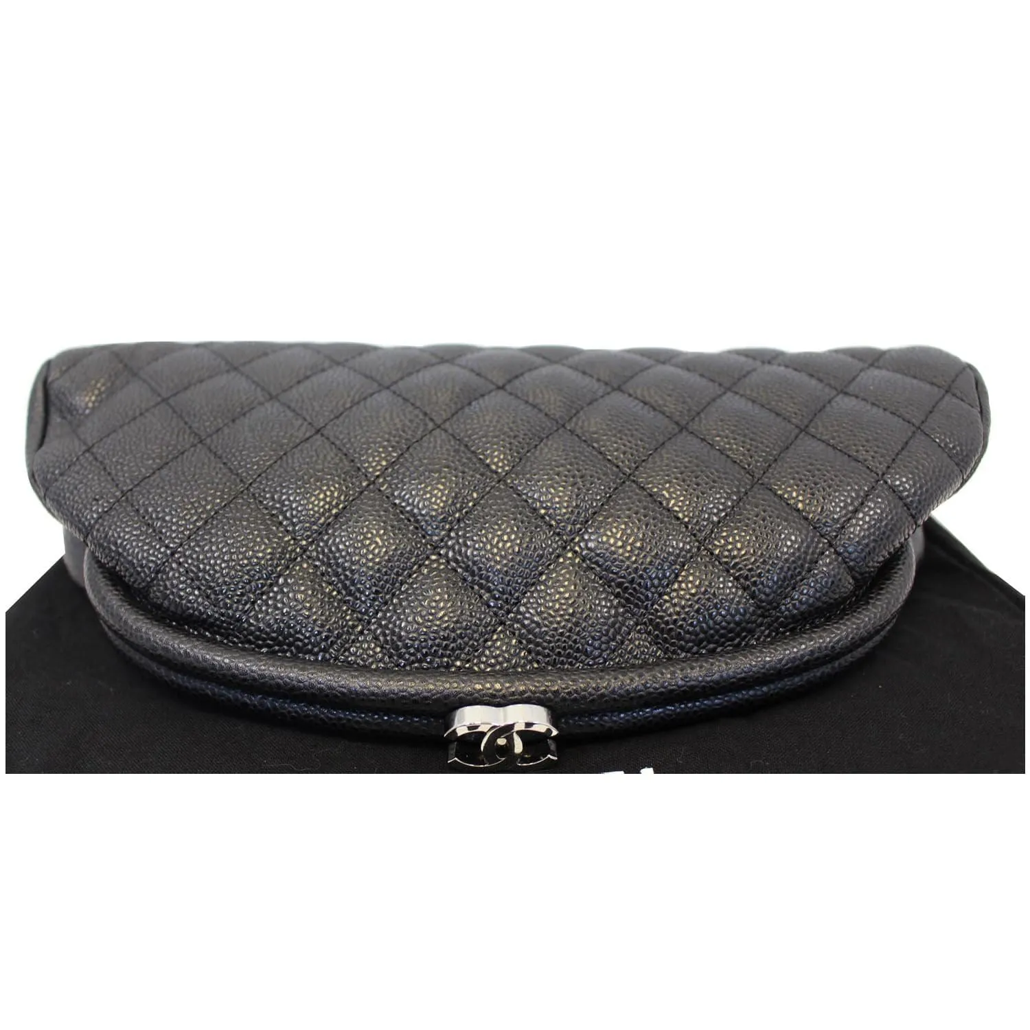 CHANEL Timeless Caviar Quilted Leather Clutch Black