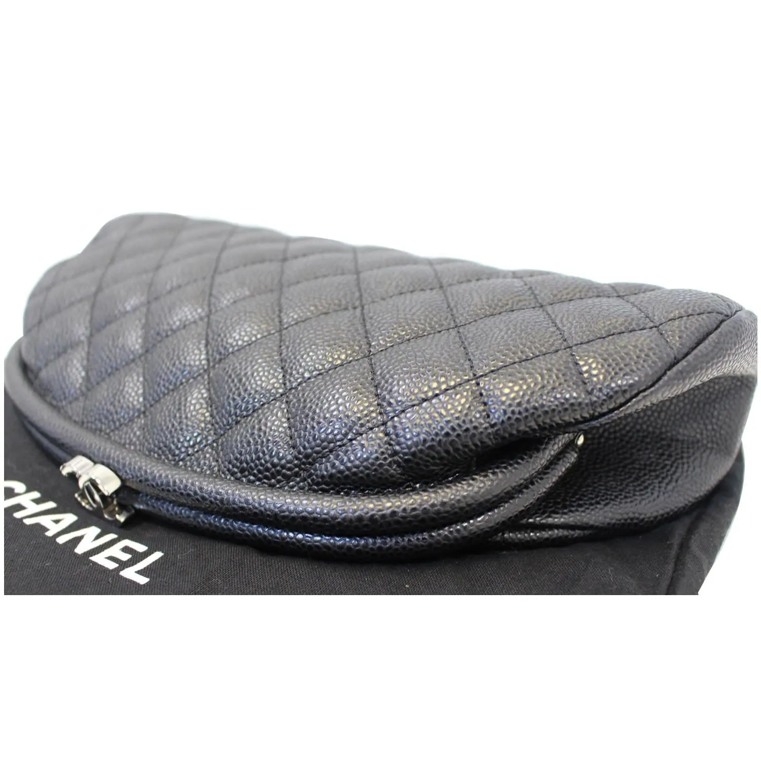 CHANEL Timeless Caviar Quilted Leather Clutch Black