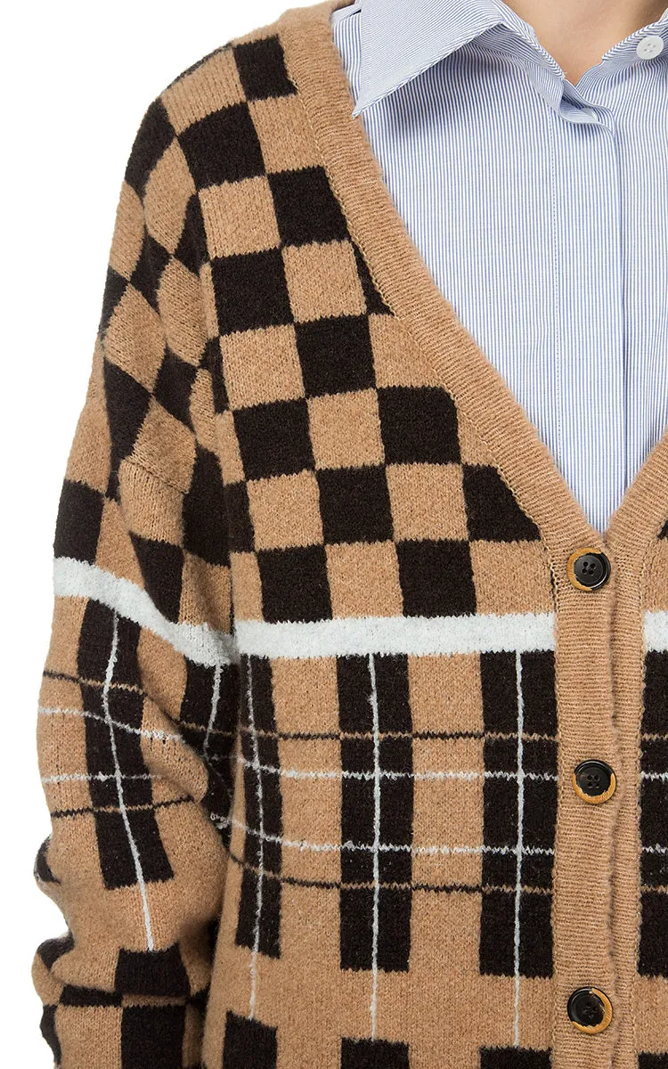 Checked Cardigan