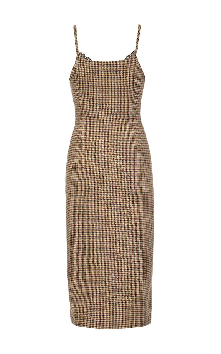 Checked Dress with Black Lace