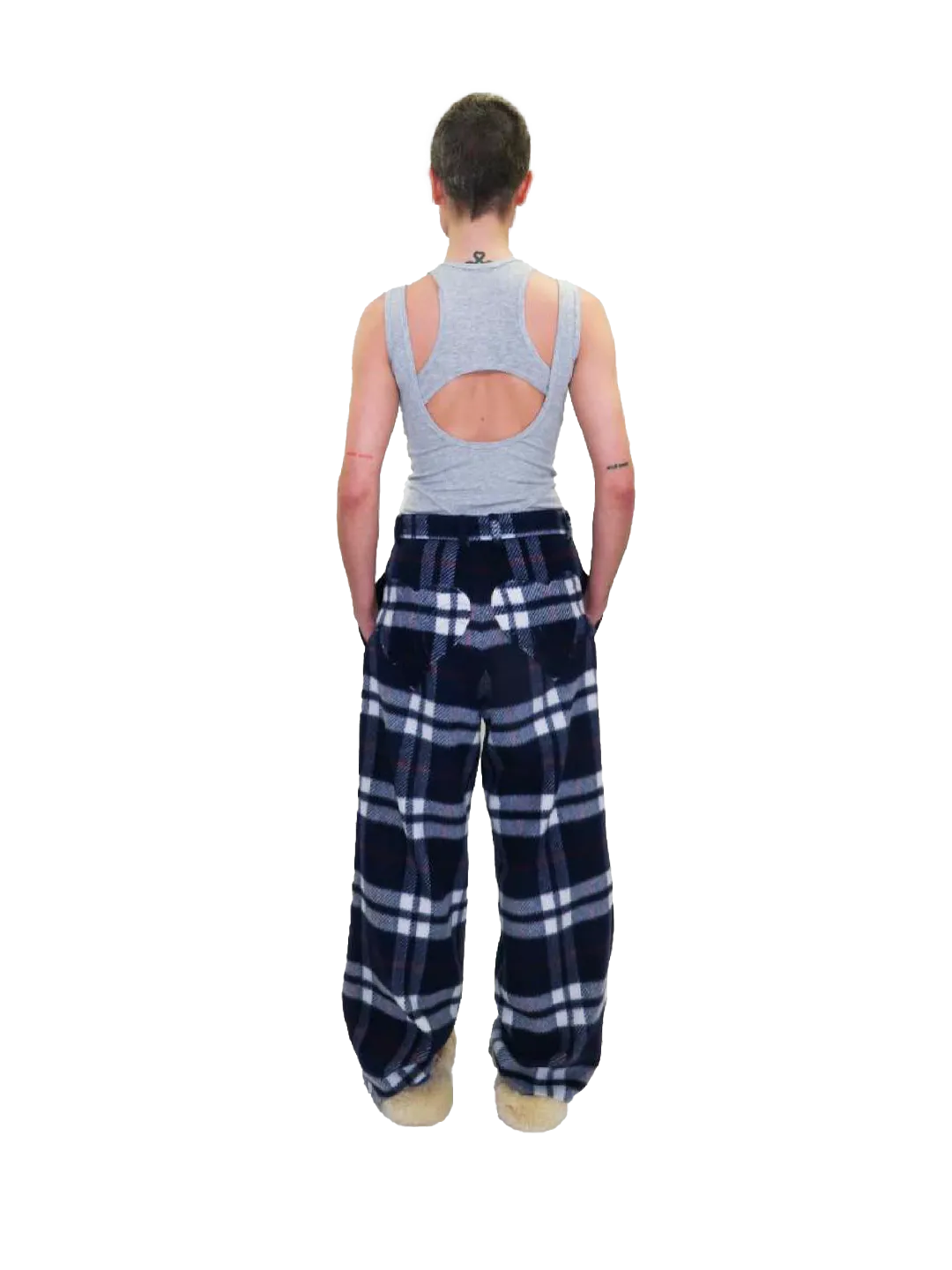 Checked Wool Trousers With Heart Pockets
