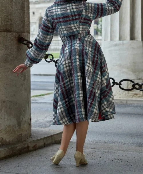 Checked wool winter coat