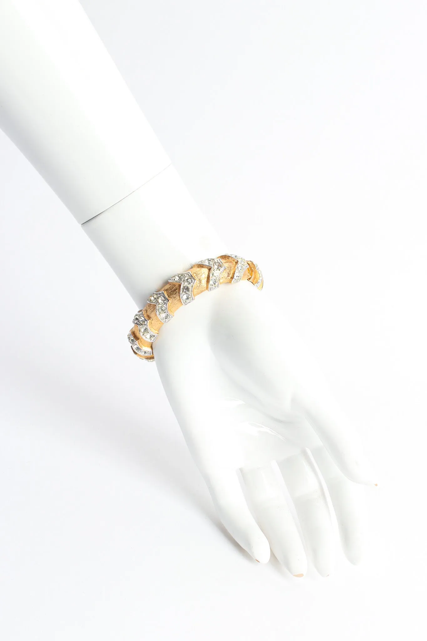 Chevron Rhinestone Mixed Metal Bracelet I