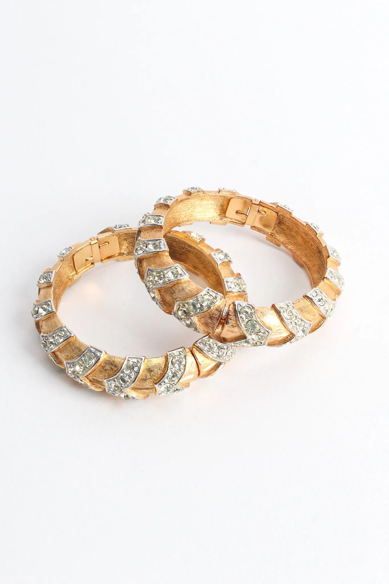 Chevron Rhinestone Mixed Metal Bracelet I