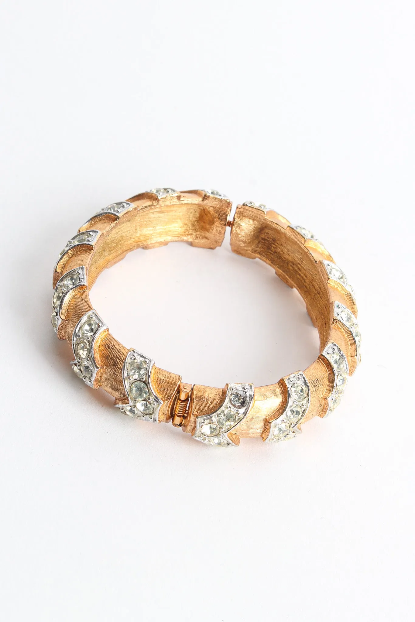 Chevron Rhinestone Mixed Metal Bracelet I