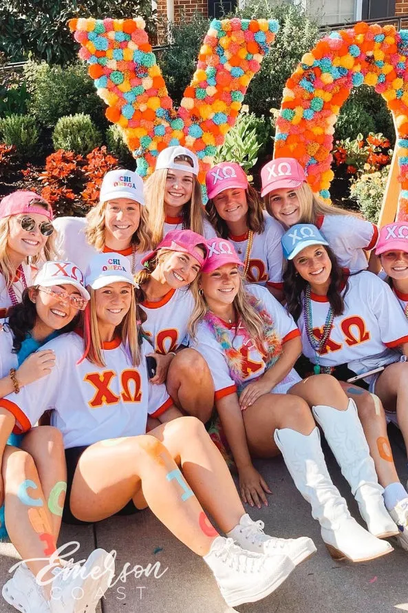 Chi Omega Bold Bid Day Trucker Hat