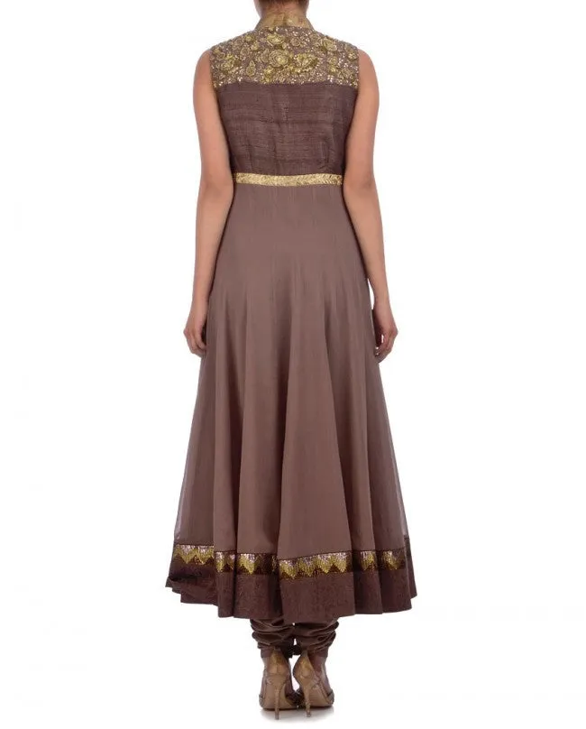 Chocolate color long anarkali suit