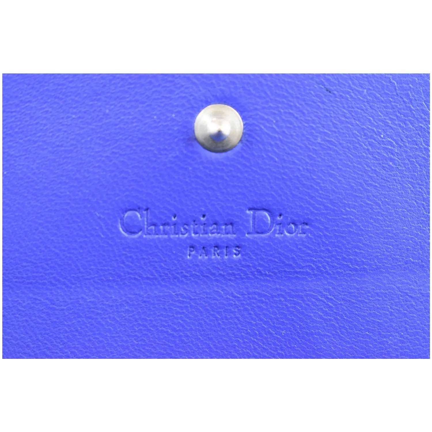 CHRISTIAN DIOR Cannage Lady Dior Charm Leather Wallet Blue - Last Call