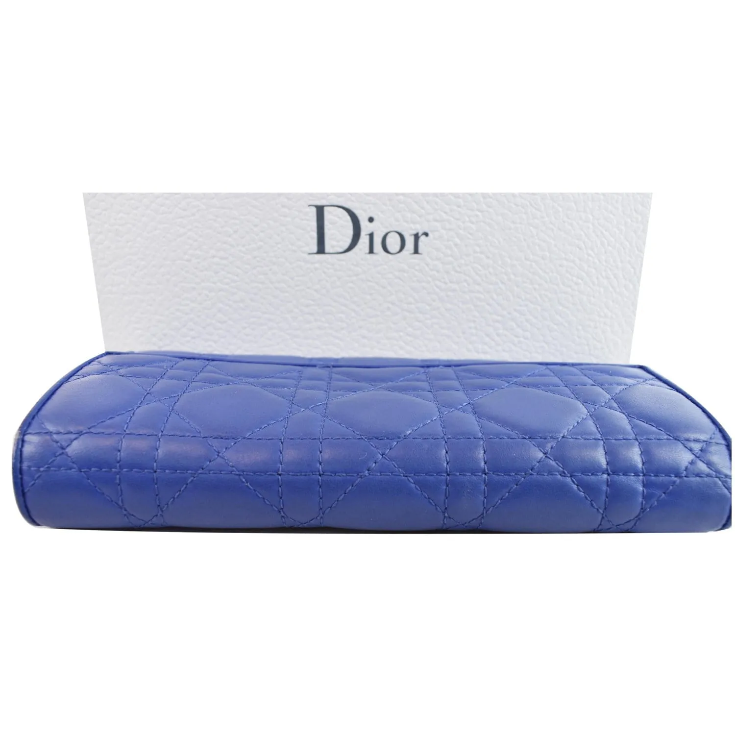 CHRISTIAN DIOR Cannage Lady Dior Charm Leather Wallet Blue - Last Call