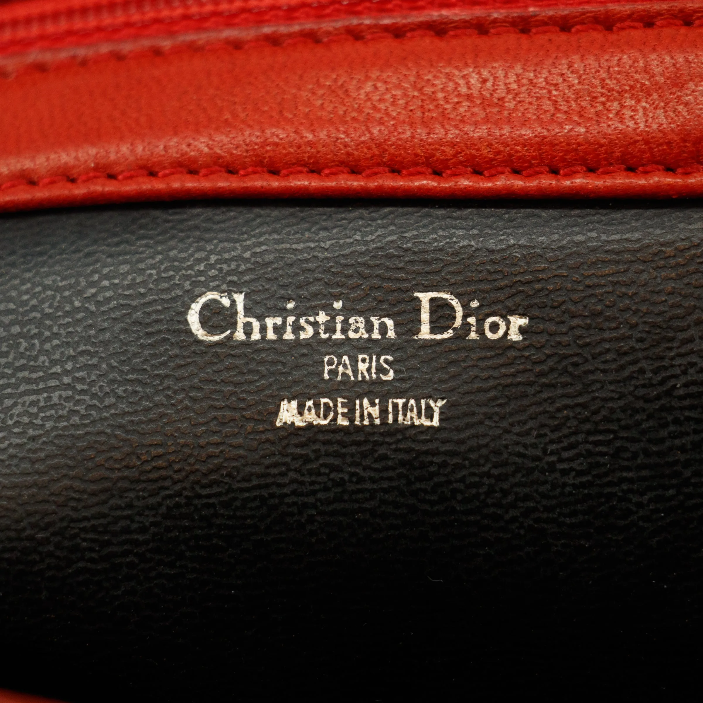 Christian Dior CD Red Leather Vintage Handbag  #3446
