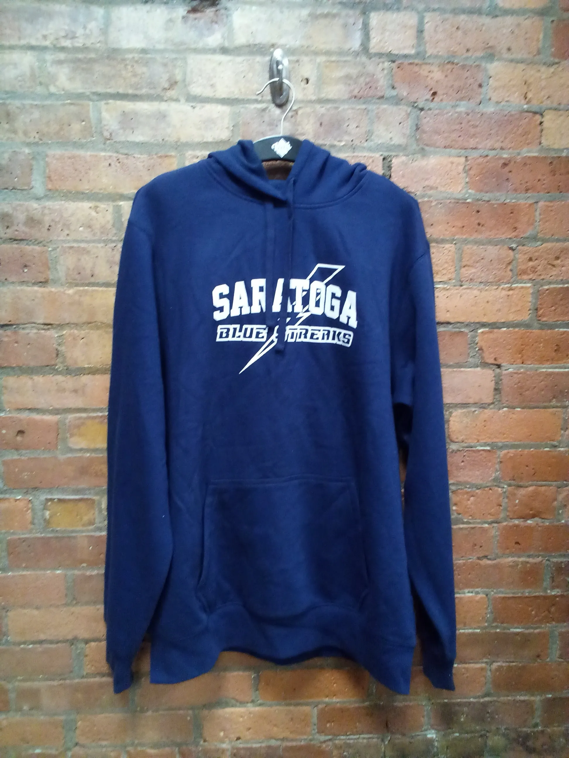 CLEARANCE - SARATOGA BLUE STREAKS HOODED SWEATSHIRT - SIZE LARGE TALL