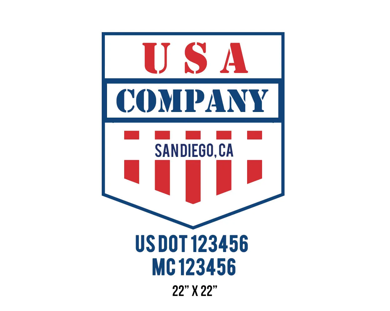 Company American  Truck Door Decal (USDOT), 2 Pack