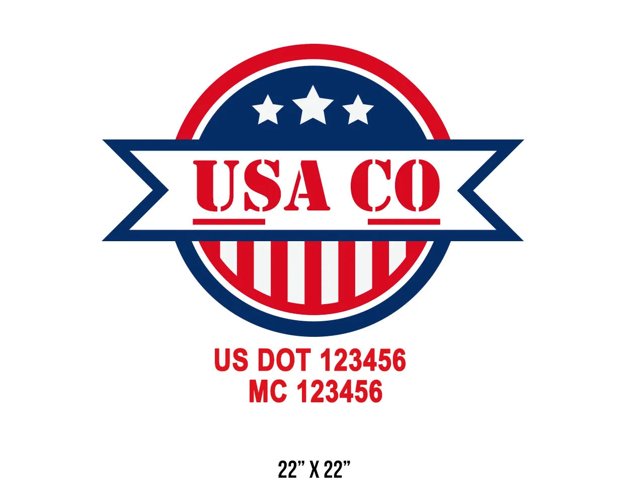 Company American  Truck Door Decal (USDOT), 2 Pack