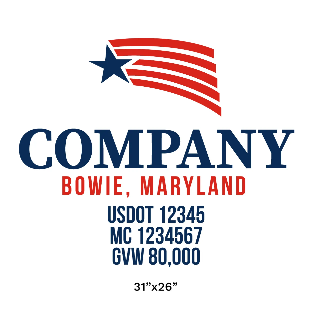 Company Name Truck Door Decal (USDOT), 2 Pack