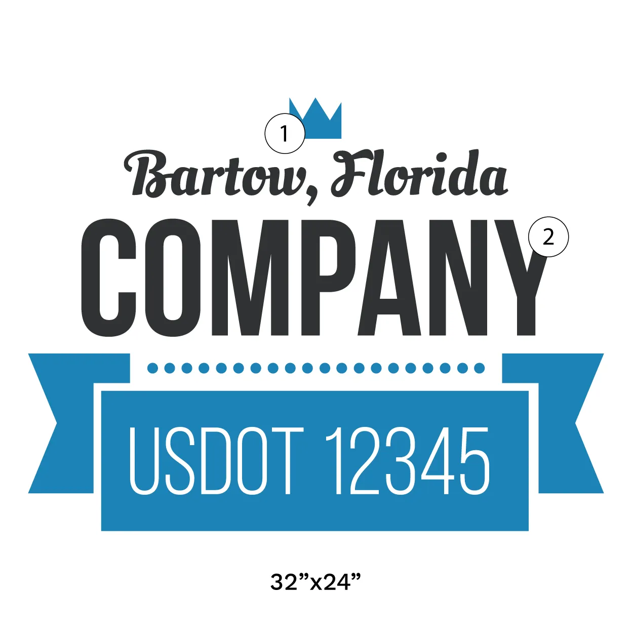 Company Name Truck Door Decal (USDOT), 2 Pack