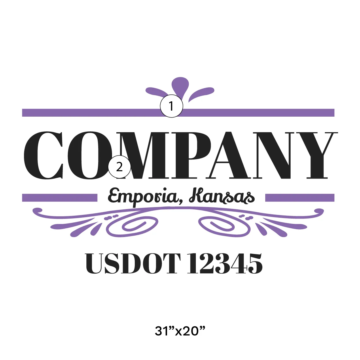 Company Name Truck Door Decal (USDOT), 2 Pack
