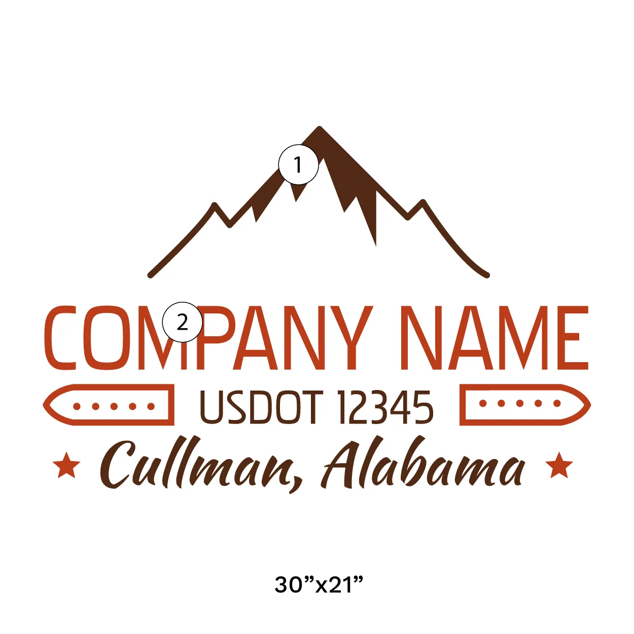 Company Name Truck Door Decal (USDOT), 2 Pack