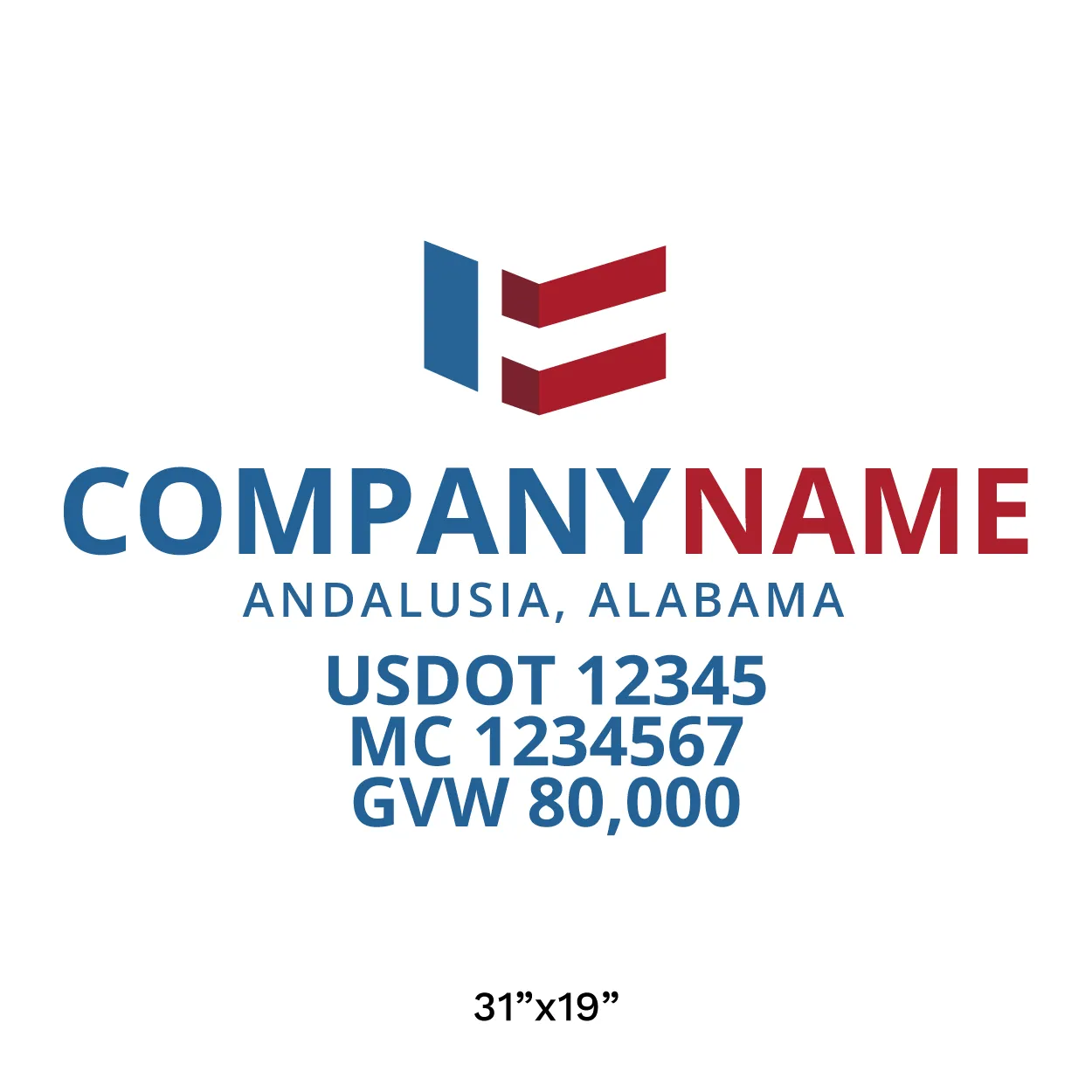 Company Name Truck Door Decal (USDOT), 2 Pack