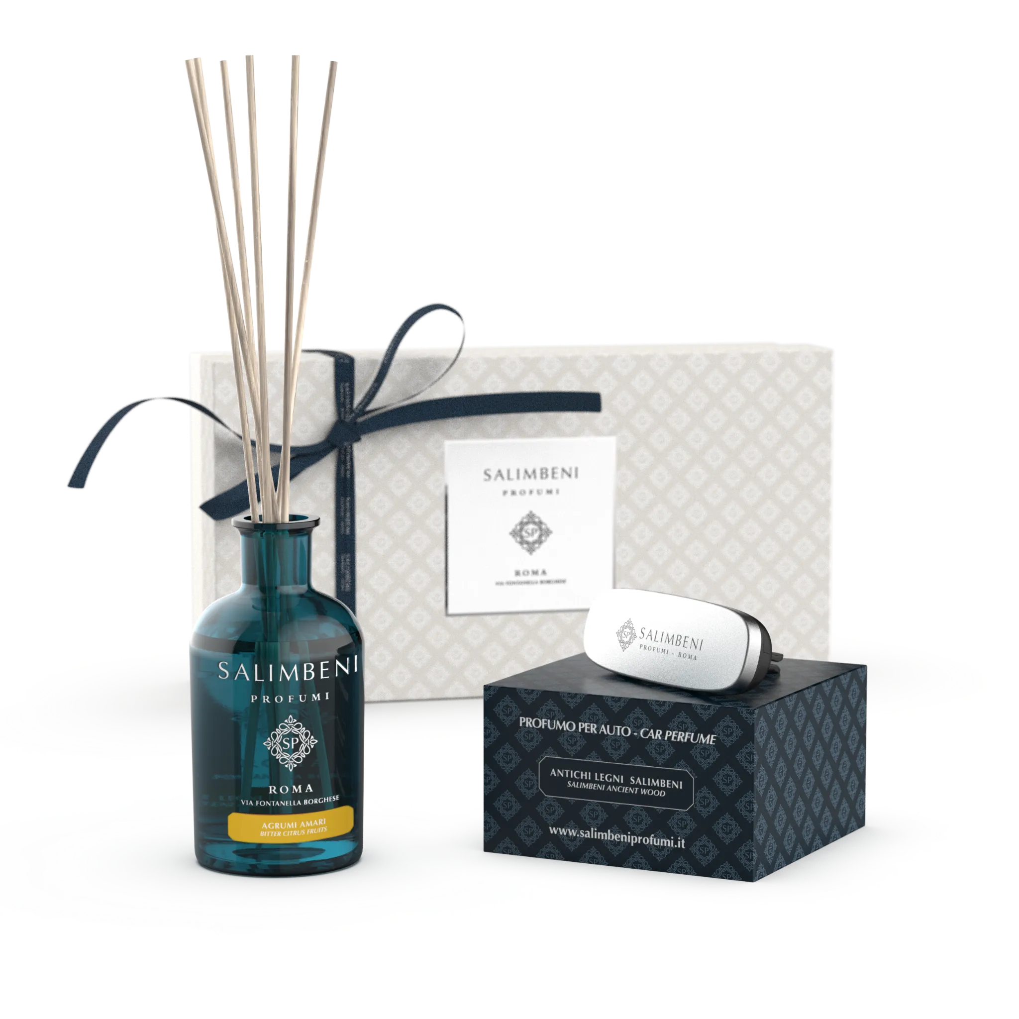 Confezione Regalo A SCELTA (Diffusore a Bastoncini 250 ml   Profumatore auto nella stessa fragranza)