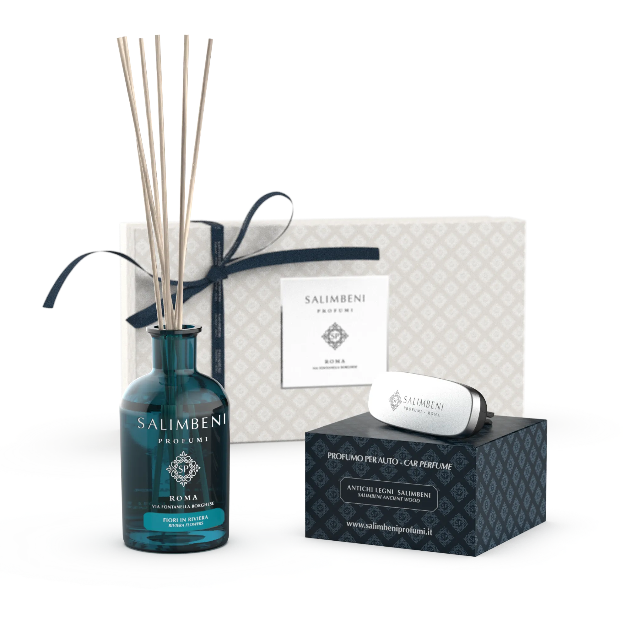 Confezione Regalo A SCELTA (Diffusore a Bastoncini 250 ml   Profumatore auto nella stessa fragranza)