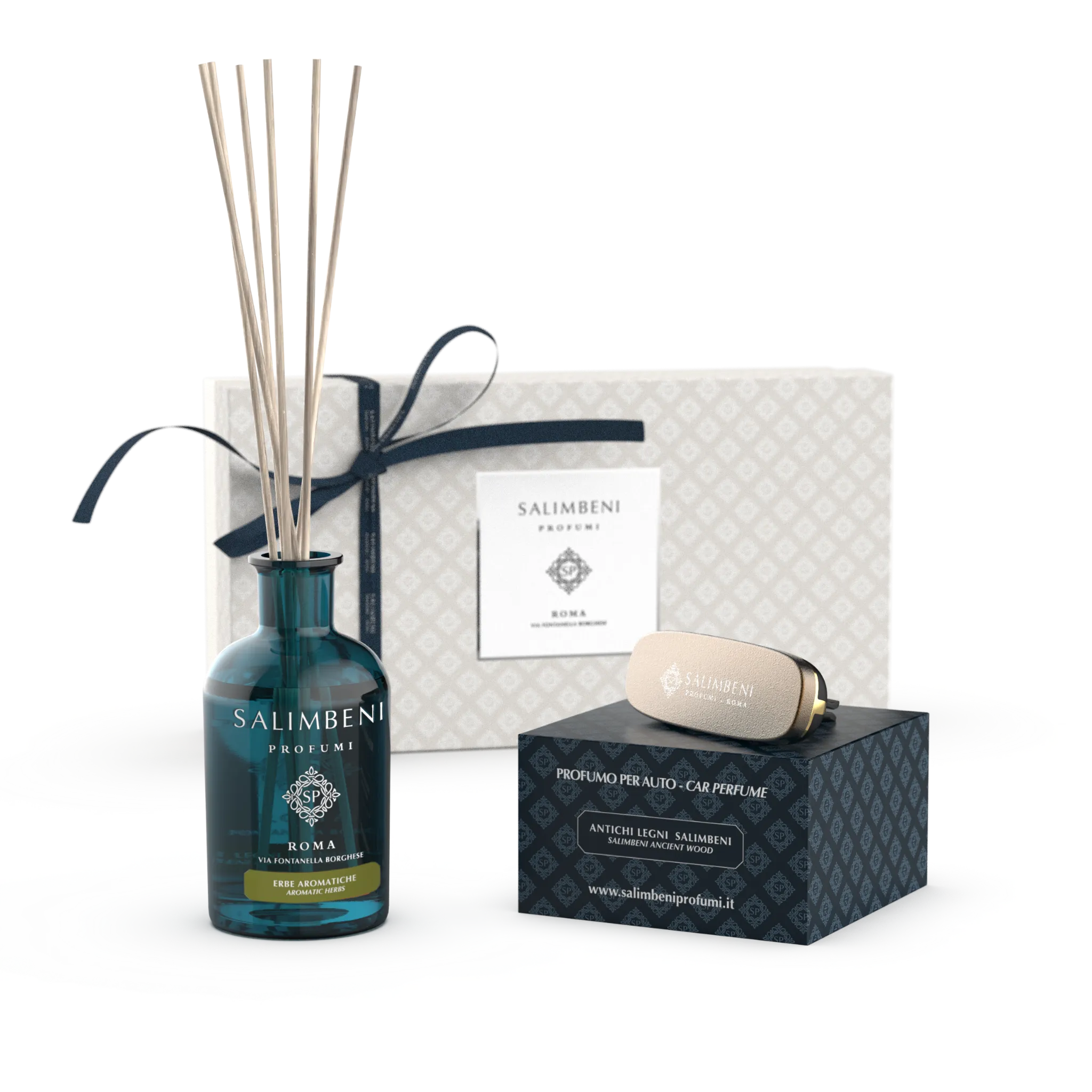 Confezione Regalo A SCELTA (Diffusore a Bastoncini 250 ml   Profumatore auto nella stessa fragranza)