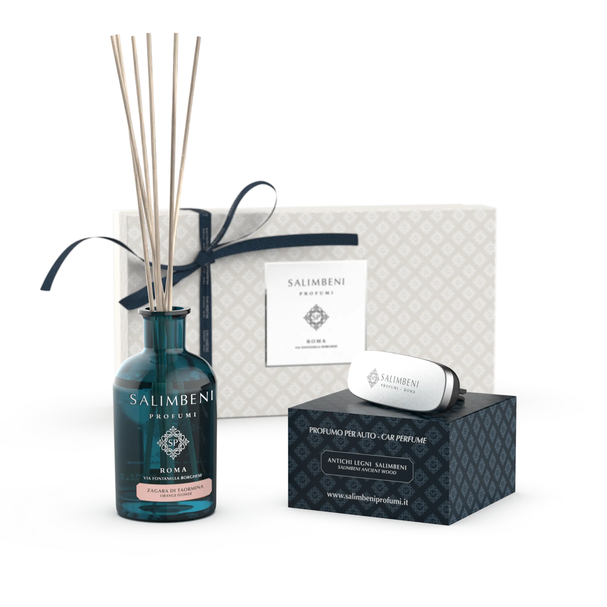 Confezione Regalo A SCELTA (Diffusore a Bastoncini 250 ml   Profumatore auto nella stessa fragranza)