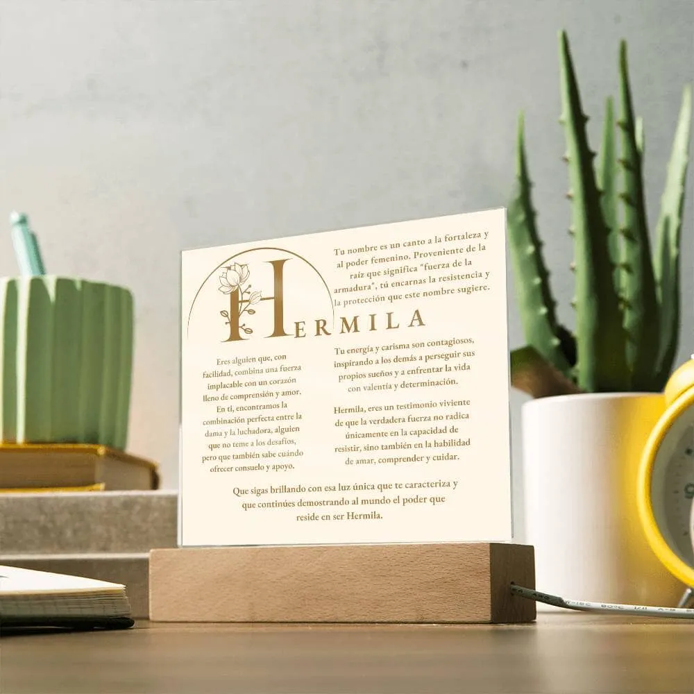 Coraza de Luz: El Poder de Hermila - Acrílico con luz Led para Hermila