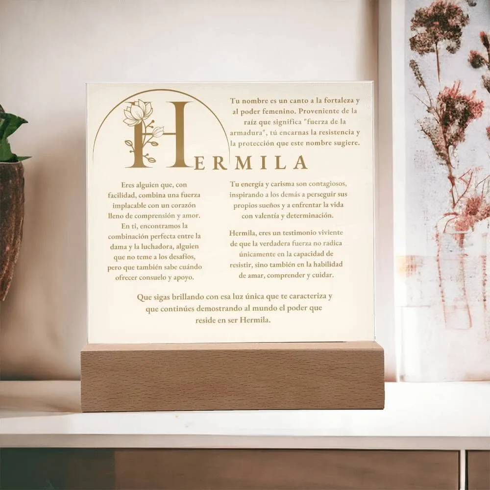 Coraza de Luz: El Poder de Hermila - Acrílico con luz Led para Hermila
