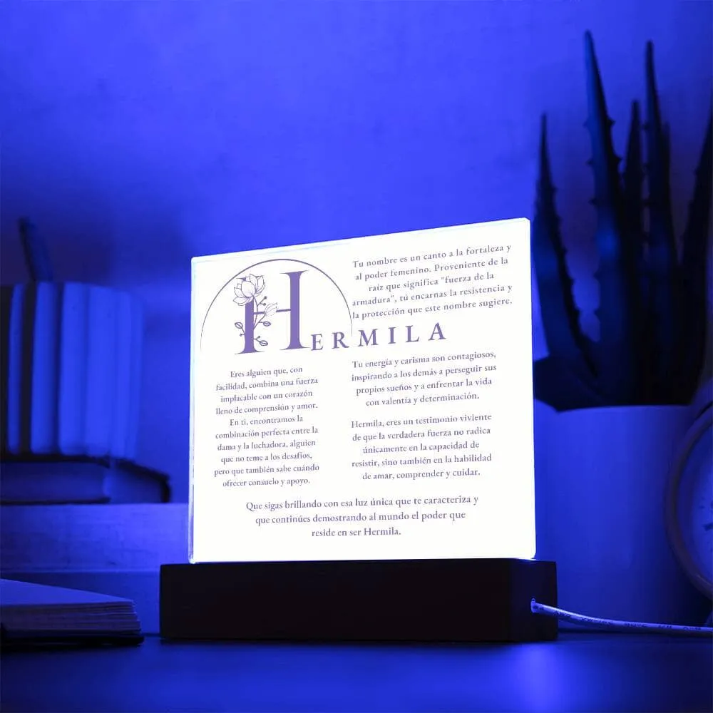 Coraza de Luz: El Poder de Hermila - Acrílico con luz Led para Hermila